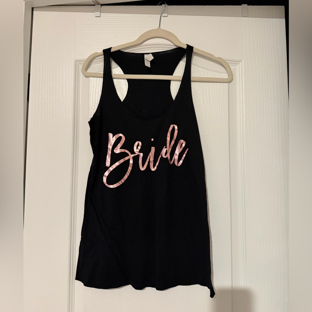 Bella Canvas Black Tank Top with Rose Gold "Bride" Script